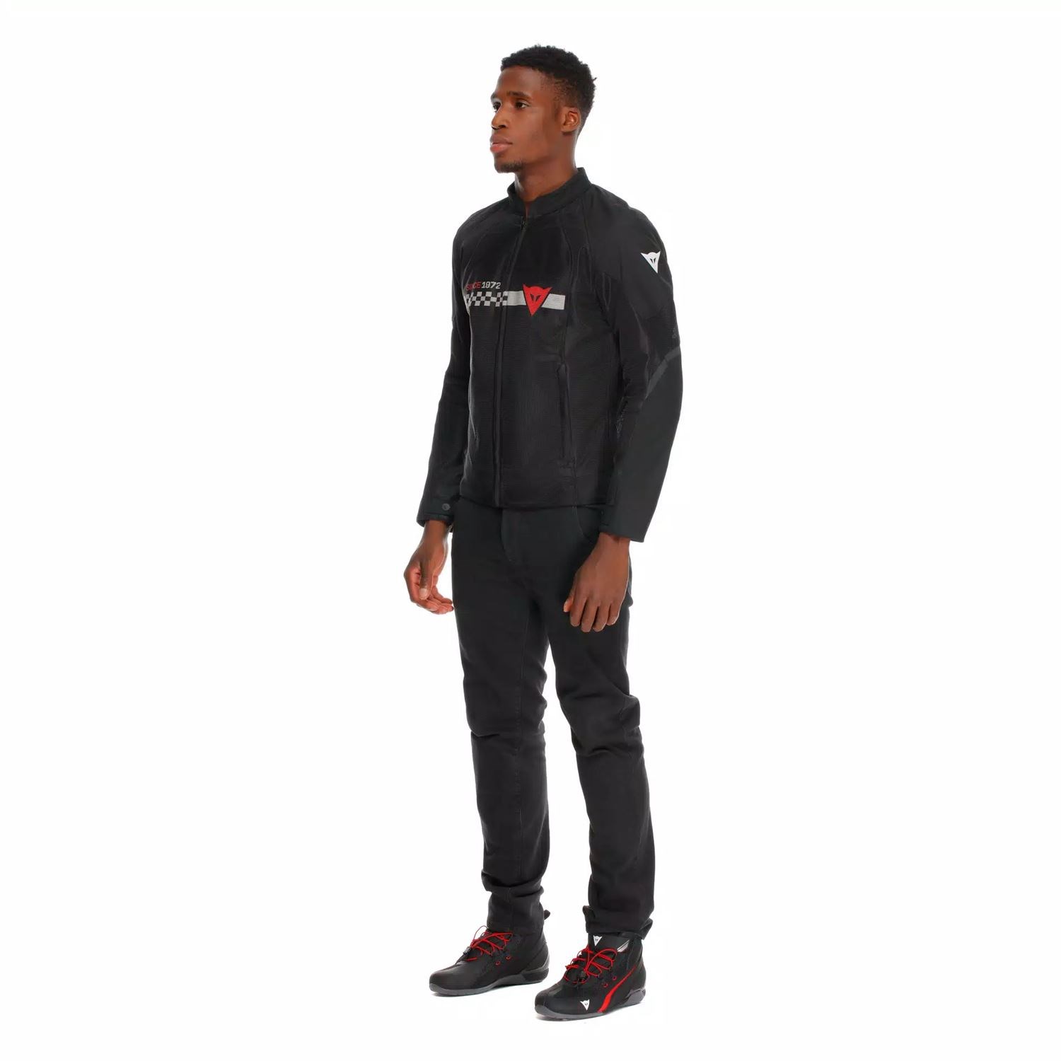 DAINESE CEKET/HEROSPHERE AIR TEX JACKET BLACK WHITE STRIPES/RED
