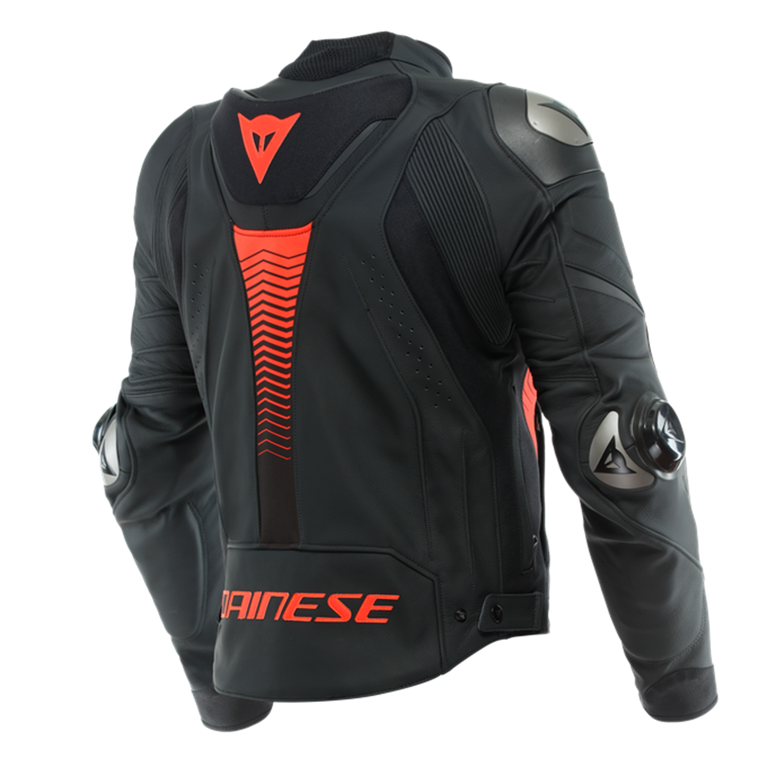 DAINESE/SUPER SPEED 4 LTHR JCKT BLK-MATT FLUO RED