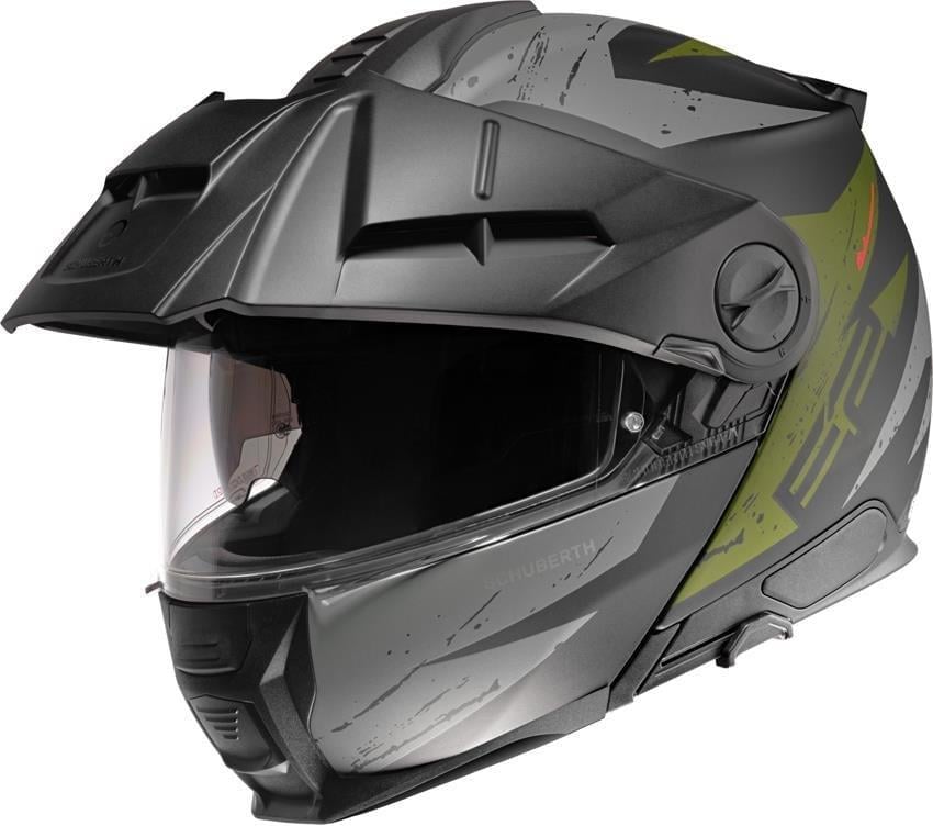 E2 Çene Açılır Motosiklet Kaskı Explorer Green