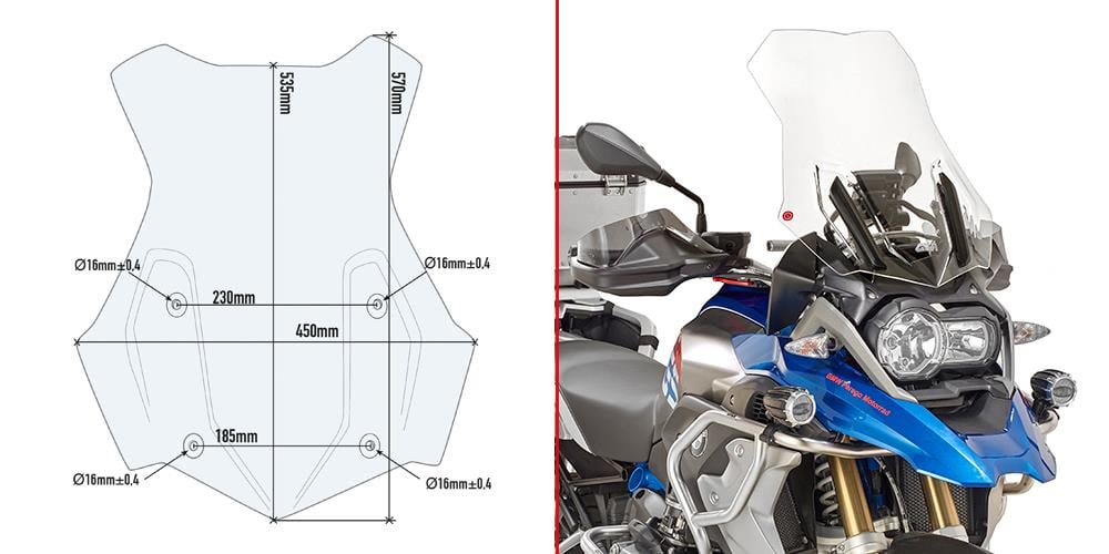 GIVI 5124DT BMW R 1200 GS (16-18) - R 1250 GS (19-23) - R 1250 ADVENTURE (19-24) RÜZGAR SİPERLİK