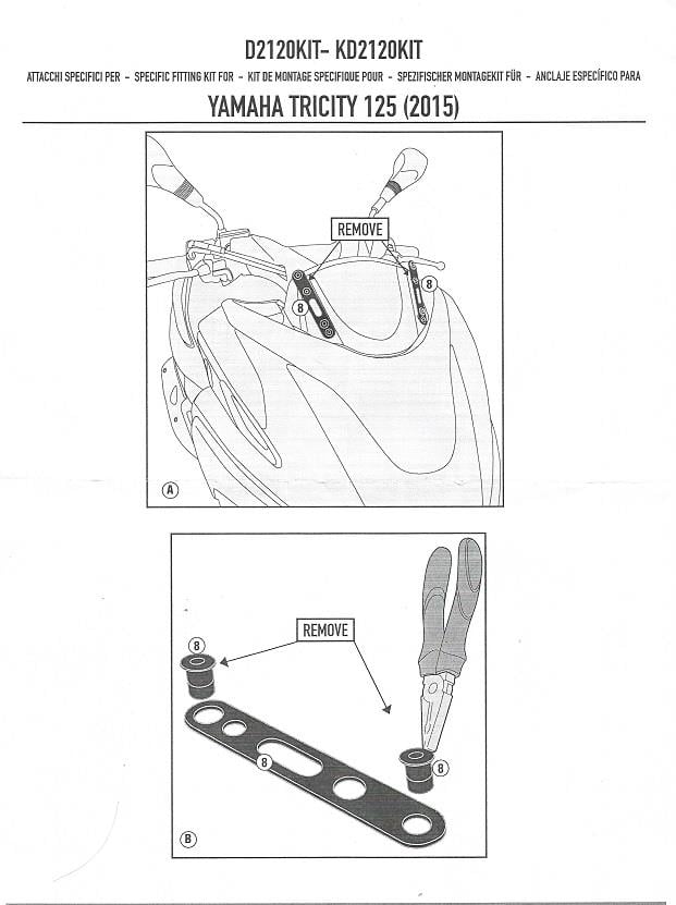 GIVI D2120KIT YAMAHA TRICITY 125-155 (14-24) RÜZGAR SİPERLİK BAĞLANTISI