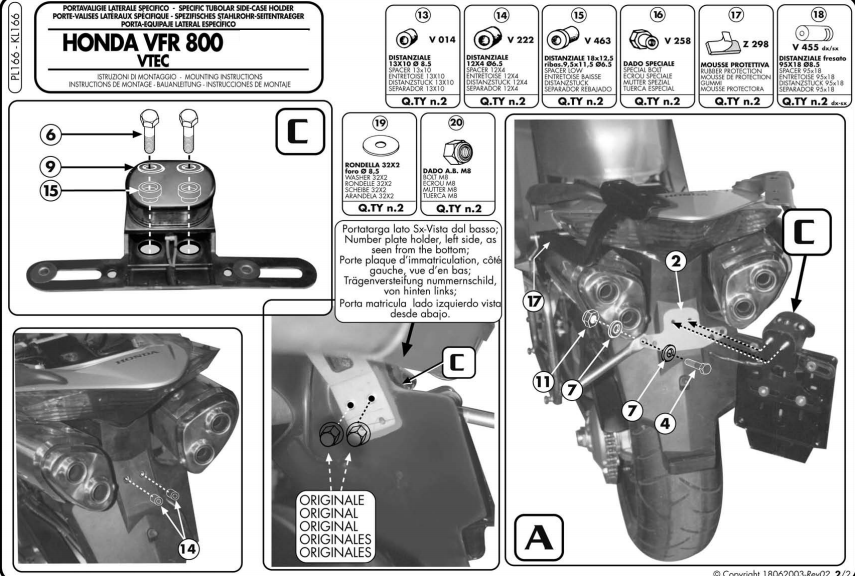 GIVI PL166 HONDA VFR 800 VTEC (02-11) YAN ÇANTA TAŞIYICI