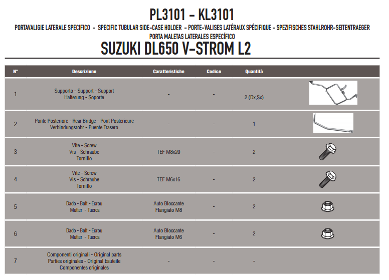 GIVI PL3101 SUZUKI DL 650 V-STROM (11-16) YAN ÇANTA TAŞIYICI