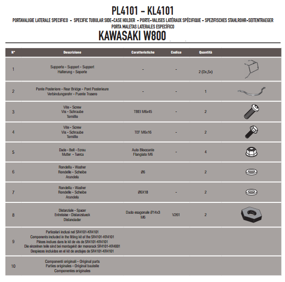 GIVI PL4101 KAWASAKI W 800 (11-17) YAN ÇANTA TAŞIYICI