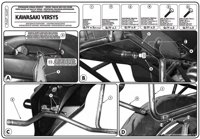 GIVI PL447 KAWASAKI VERSYS 650 (06-09) YAN ÇANTA TAŞIYICI
