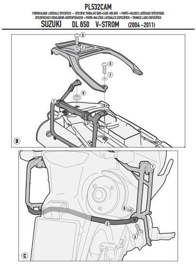 GIVI PL532CAM SUZUKI DL 650 V-STROM (04-11) YAN ÇANTA TAŞIYICI