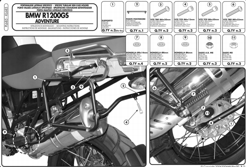 GIVI PL685 BMW R 1200GS ADVENTURE (06-13) YAN ÇANTA TAŞIYICI