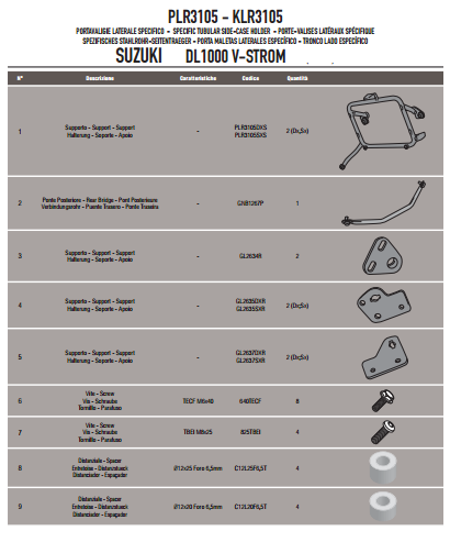 GIVI PLR3105 SUZUKI DL 1000 V-STROM (14-19) YAN ÇANTA TAŞIYICI