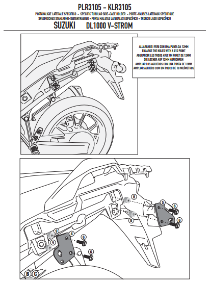 GIVI PLR3105 SUZUKI DL 1000 V-STROM (14-19) YAN ÇANTA TAŞIYICI