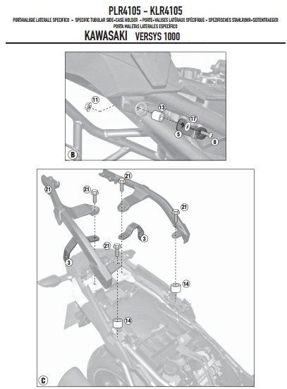 GIVI PLR4105 KAWASAKI VERSYS 1000 (12-14) YAN ÇANTA TAŞIYICI
