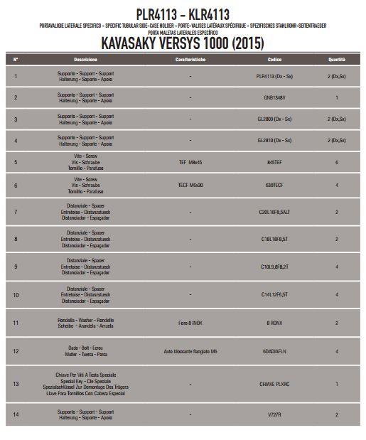 GIVI PLR4113 KAWASAKI VERSYS 1000 (15-16) YAN ÇANTA TAŞIYICI