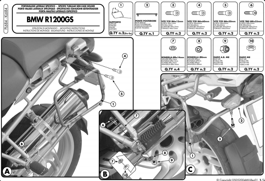 GIVI PLR684 BMW R 1200GS (04-12) YAN ÇANTA TAŞIYICI