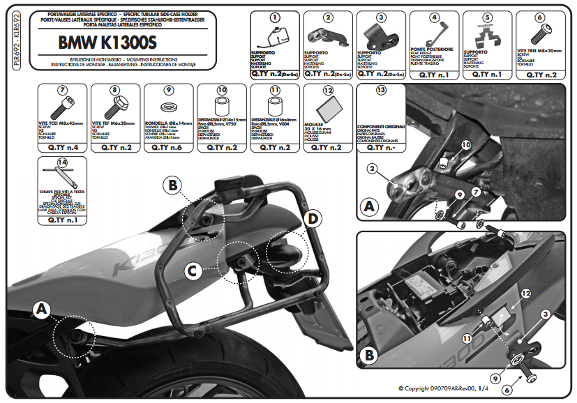 GIVI PLR692 BMW K 1200S (05-08) - K 1300S (09-16) YAN ÇANTA TAŞIYICI