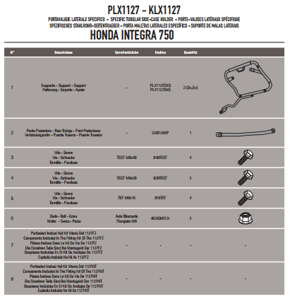GIVI PLX1127 HONDA INTEGRA 750 (14-15) YAN ÇANTA TAŞIYICI