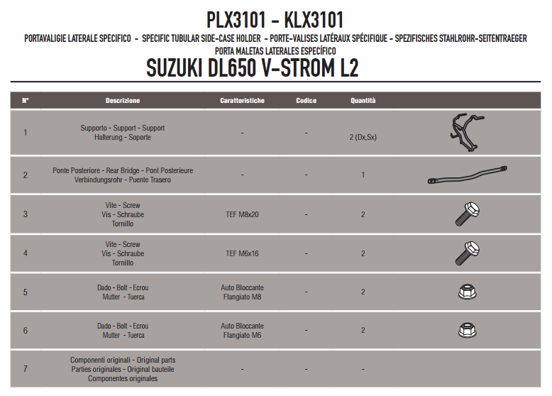 GIVI PLX3101 SUZUKI DL 650 V-STROM (11-16) YAN ÇANTA TAŞIYICI