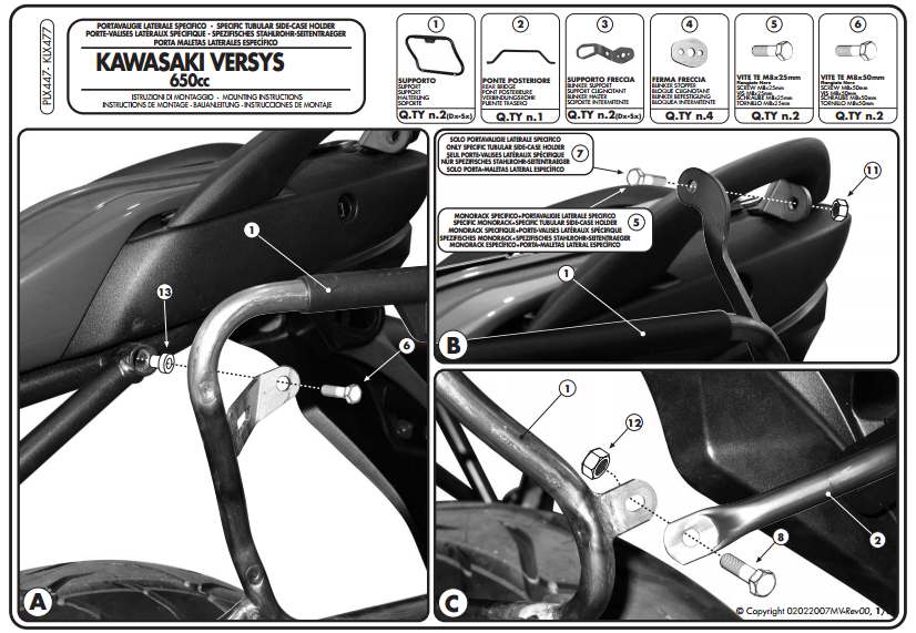GIVI PLX447 KAWASAKI VERSYS 650 (06-09) YAN ÇANTA TAŞIYICI