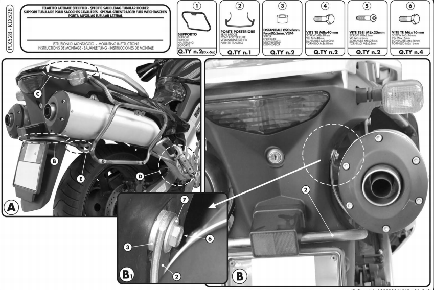 GIVI PLX528 SUZUKI DL 1000 V-STROM (02-11) KAWASAKI KLV 1000 (04-10) YAN ÇANTA TAŞIYICI