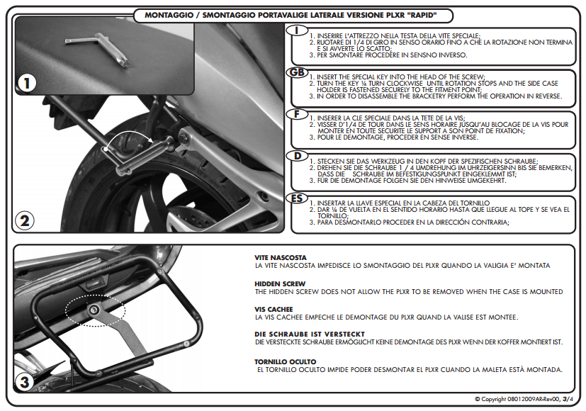 GIVI PLXR359 YAMAHA FZ1 FAZER 1000 (06-15) YAN ÇANTA TAŞIYICI