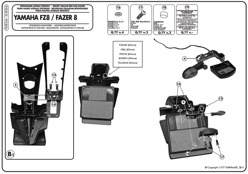 GIVI PLXR366 YAMAHA FZ8-FAZER8 (10-15) YAN ÇANTA TAŞIYICI