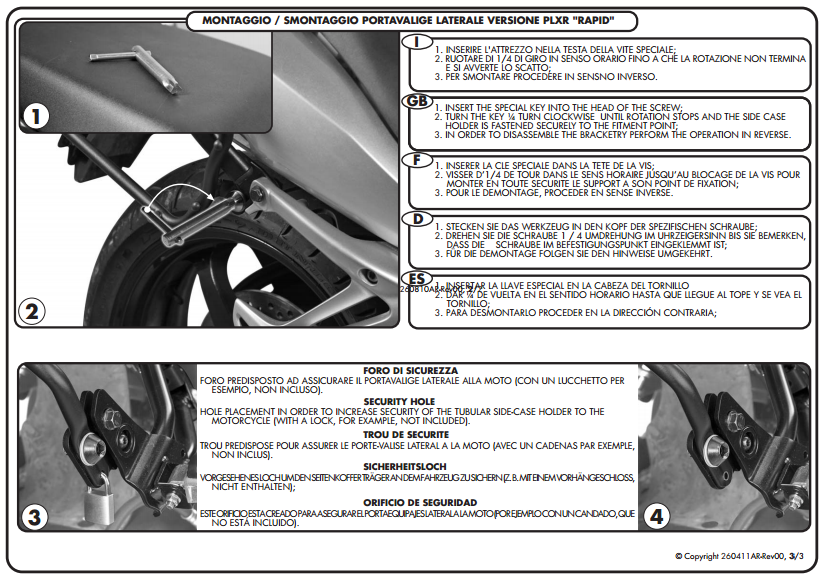 GIVI PLXR4100 KAWASAKI Z 1000 SX (11-21) YAN ÇANTA TAŞIYICI