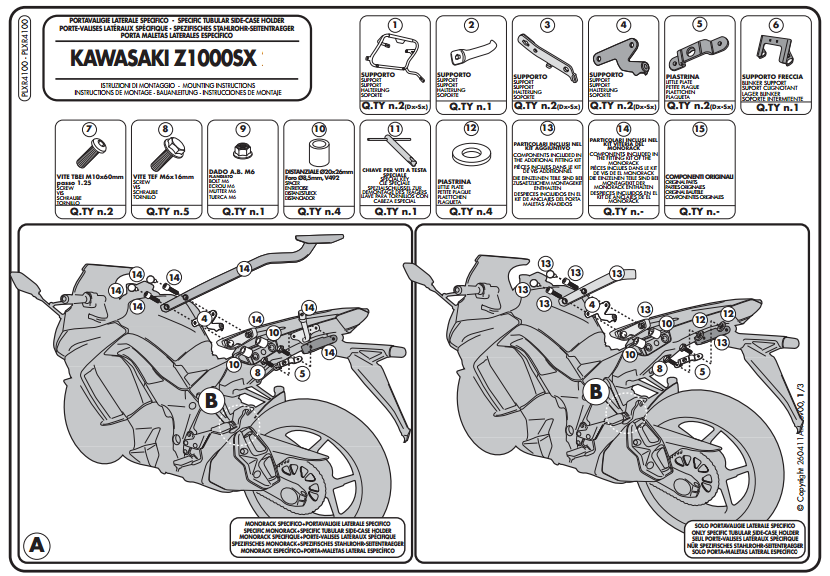 GIVI PLXR4100 KAWASAKI Z 1000 SX (11-21) YAN ÇANTA TAŞIYICI
