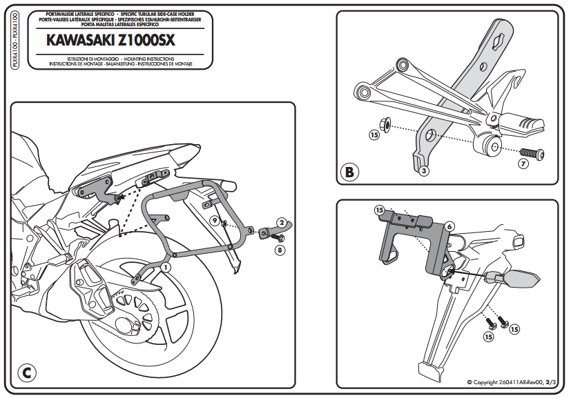 GIVI PLXR4100 KAWASAKI Z 1000 SX (11-21) YAN ÇANTA TAŞIYICI