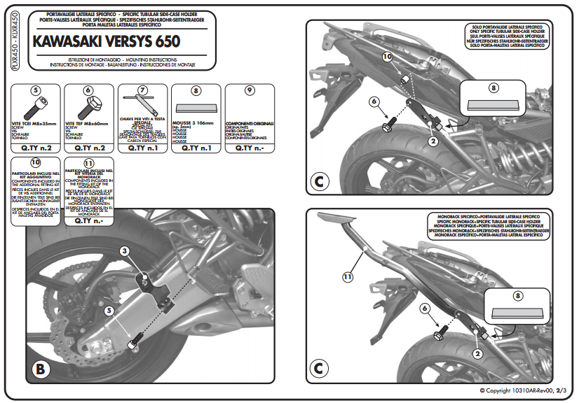 GIVI PLXR450 KAWASAKI VERSYS 650 (10-14) YAN ÇANTA TAŞIYICI