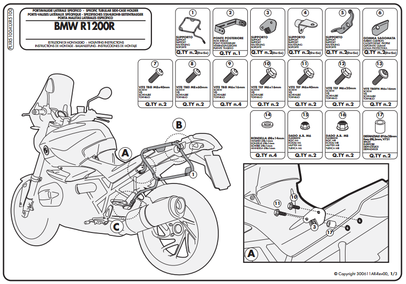 GIVI PLXR5100 BMW R 1200R (11-14) YAN ÇANTA TAŞIYICI