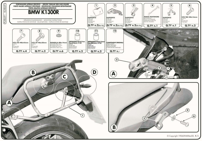 GIVI PLXR691 BMW K 1200R (05-08) - K 1300R (09-16) YAN ÇANTA TAŞIYICI