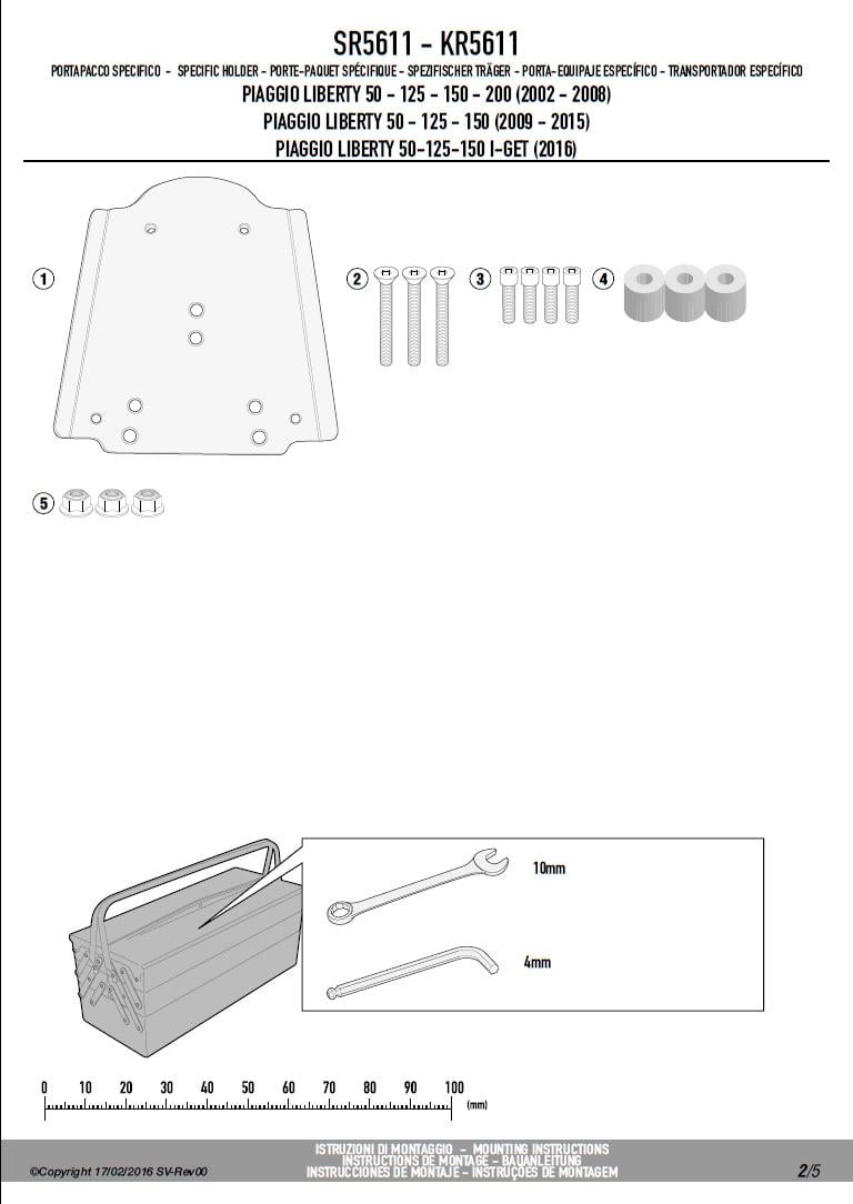 GIVI SR5611 PIAGGIO LIBERTY 50-125-150-200 I-GET (02-23) ARKA ÇANTA TAŞIYICI