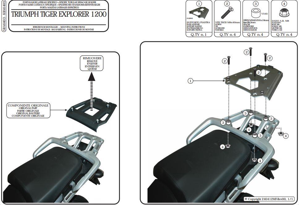 GIVI SRA6403 TRIUMPH TIGER EXPLORER 1200 (12-17) -  TIGER 1200 (18)ARKA ÇANTA TAŞIYICI