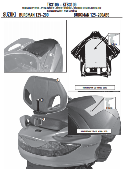 GIVI TB3106 SUZUKI BURGMAN 125-200 (06-13) - BURGMAN 125-200 ABS (14-21) SISSYBAR