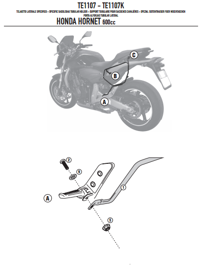 GIVI TE1107 HONDA HORNET 600 - 600ABS (07-10) YAN KUMAŞ ÇANTA TAŞIYICI