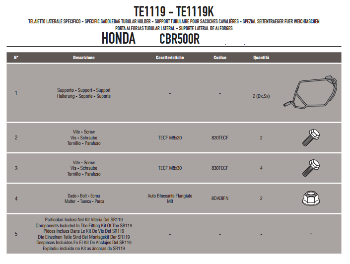 GIVI TE1119 HONDA CB 500F - CBR 500R (13-15) YAN KUMAŞ ÇANTA TAŞIYICI