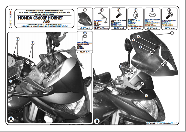 KAPPA KA310 HONDA CB 600F HORNET (07-10) RÜZGAR SİPERLİK