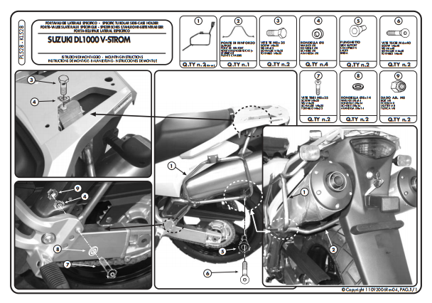 KAPPA KL528 SUZUKI DL 1000 V-STROM (02-11) - KAWASAKI KLV1000 (04-10) YAN ÇANTA TAŞIYICI