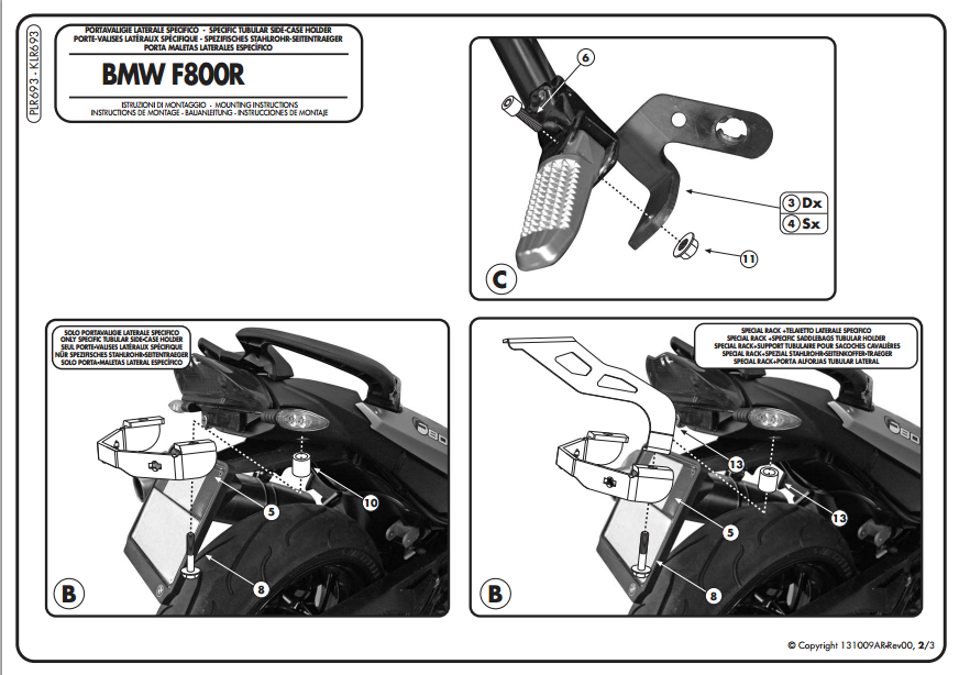 KAPPA KLR693 BMW F 800 R (09-16) YAN ÇANTA TAŞIYICI