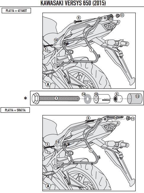 KAPPA KLX4114 KAWASAKI VERSYS 650 (15-22) YAN ÇANTA TAŞIYICI