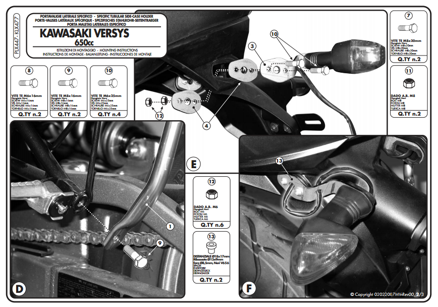 KAPPA KLX447 KAWASAKI VERSY 650 (06-09) YAN ÇANTA TAŞIYICI