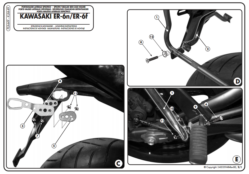 KAPPA KLX449 KAWASAKI ER-6N - ER-6F 650 (09-11) YAN ÇANTA TAŞIYICI