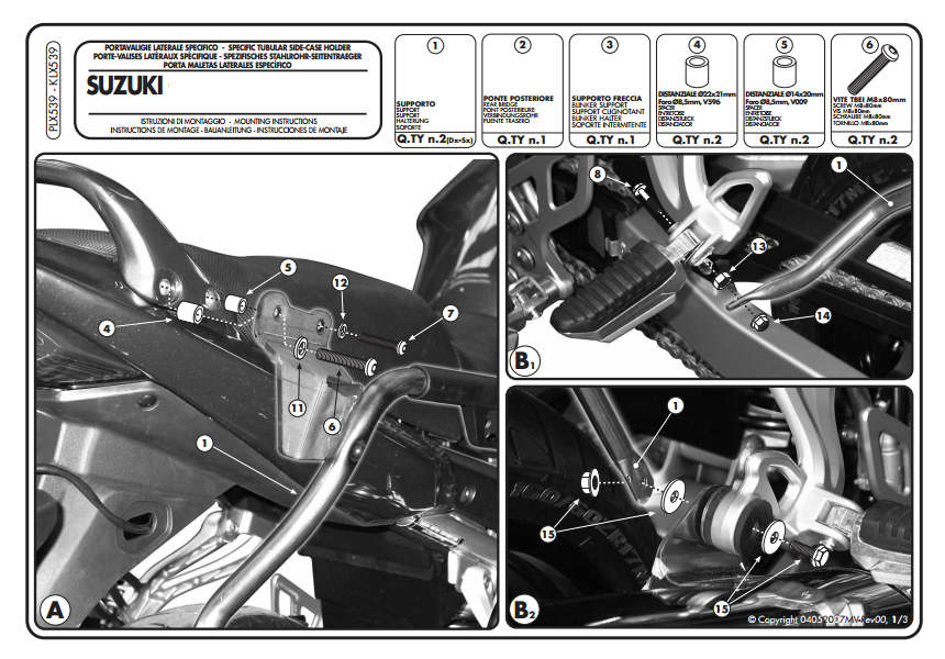 KAPPA KLX539 SUZUKI GSX 650 -1250 - GSF 650-1250 (07-16) YAN ÇANTA TAŞIYICI