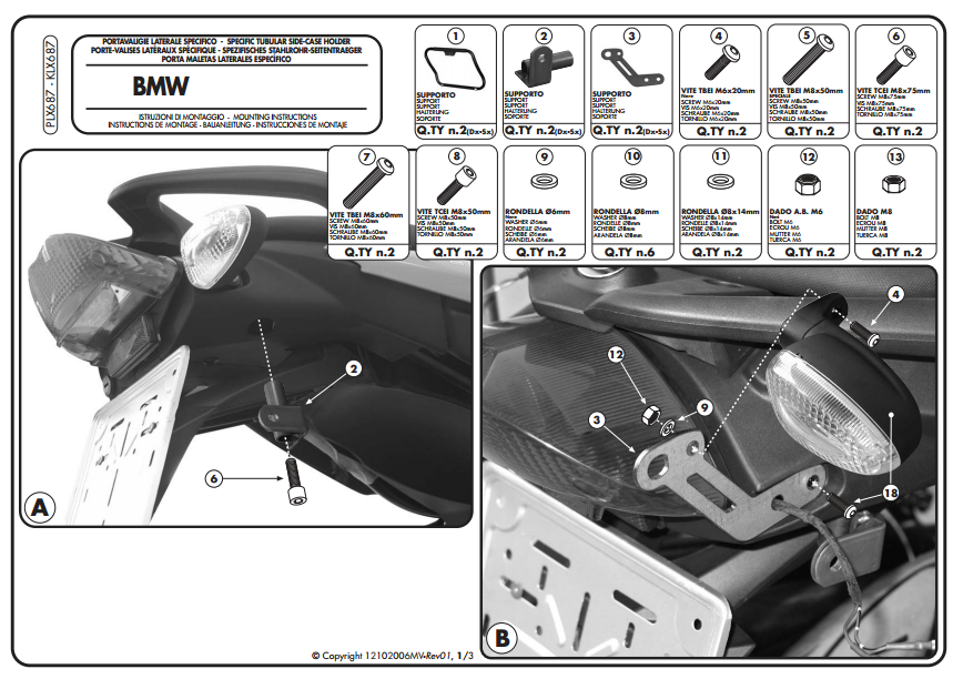KAPPA KLX687 BMW F 800 S - ST (06-16) YAN ÇANTA TAŞIYICI