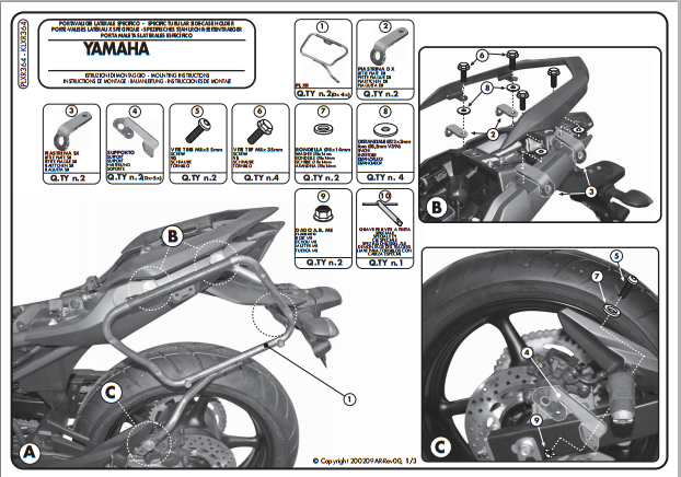 KAPPA KLXR364 YAMAHA XJ6 - XJ6 DIVERSION - XJ6 DIVERSION F600 (09-15) YAN ÇANTA TAŞIYICI