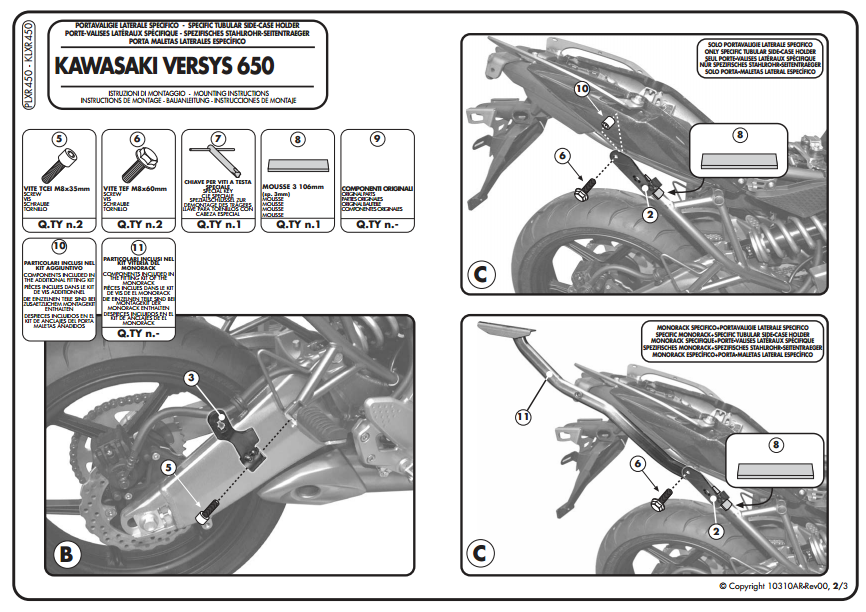 KAPPA KLXR450 KAWASAKI VERSYS 650 (10-14) YAN ÇANTA TAŞIYICI