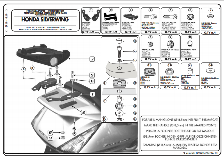 KAPPA KR19 HONDA SILVERWING 400-600-600ABS (01-17) ARKA ÇANTA TAŞIYICI