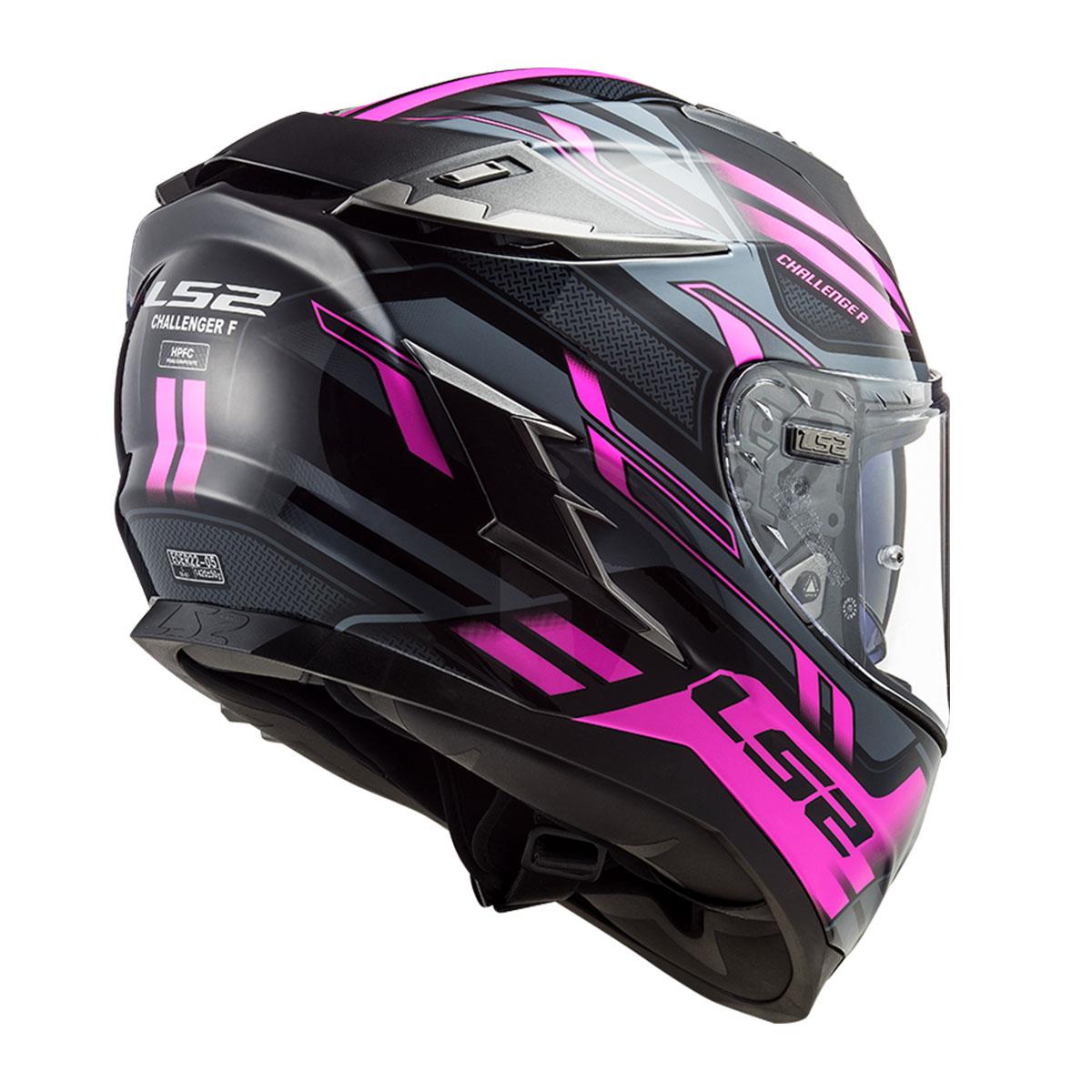 LS2 CHALLENGER SPIN SİYAH-TITANIUM-PEMBE KASK