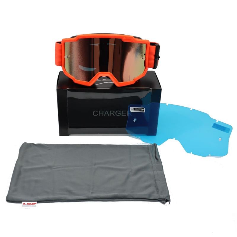 LS2 CHARGER GOGGLES MOTOKROS GÖZLÜK (IRIDIUM CAMLI) NEON TURUNCU