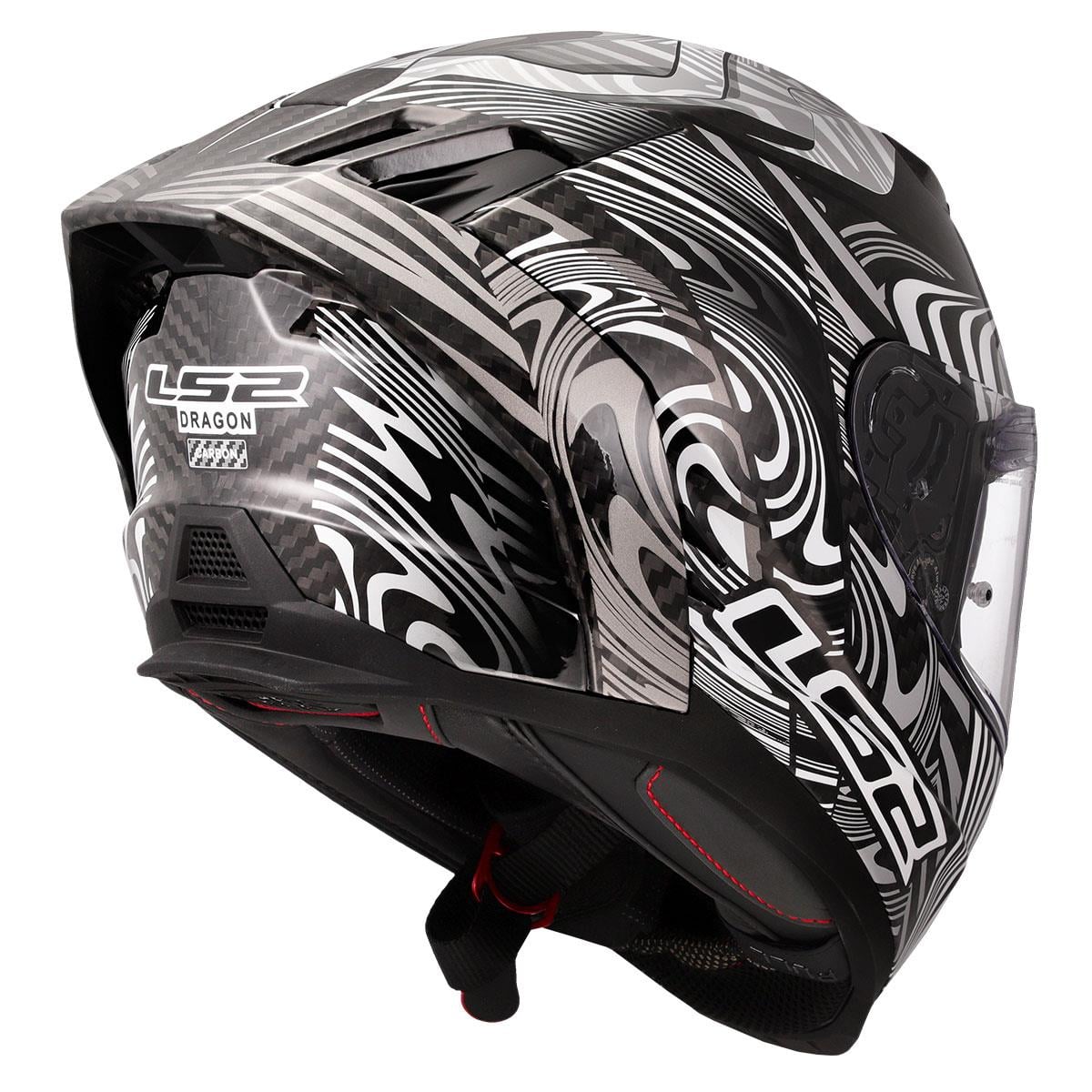 LS2 DRAGON KARBON ENTHUM SİYAH-GRİ KASK