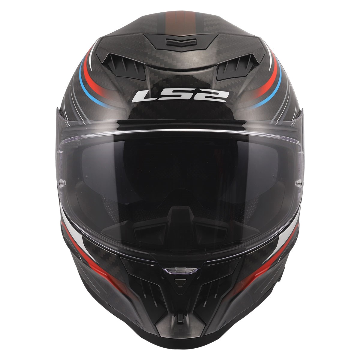 LS2 DRAGON KARBON SUBIC BEYAZ-MAVİ-KIRMIZI KASK