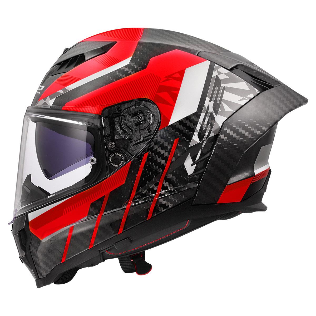 LS2 DRAGON KARBON TRAX KIRMIZI KASK